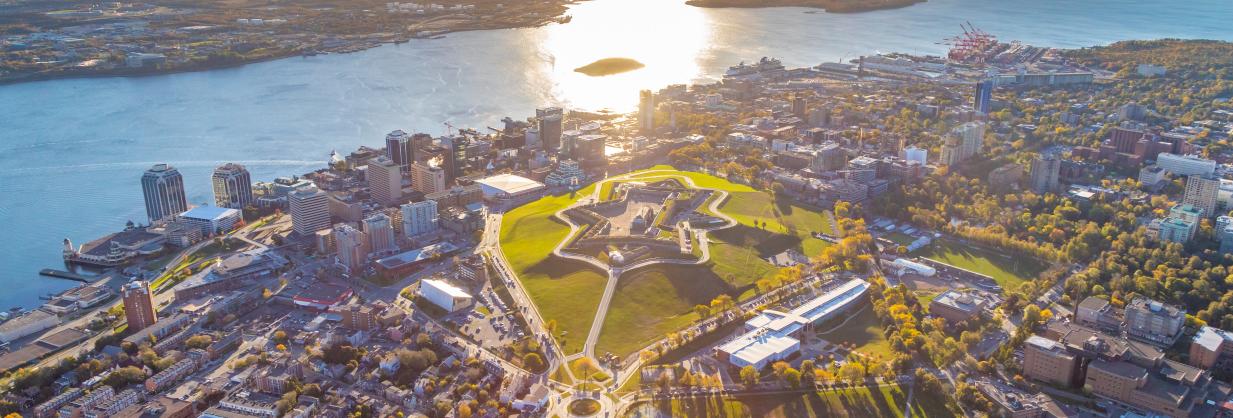 Overview of Halifax, focused on the Historic Citadel